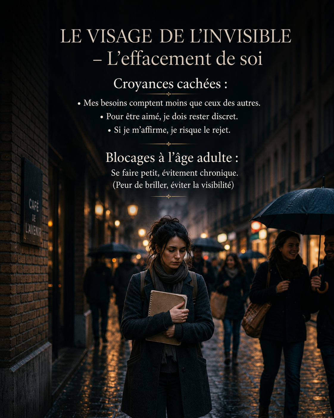 femme dans une ville illustre l'effacement de soi